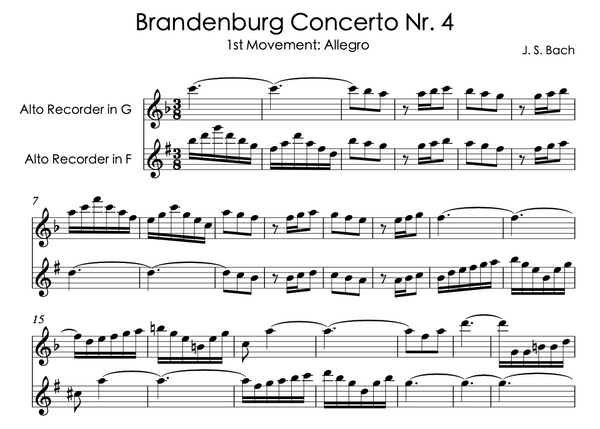 Bach Brandenburg Concerto Nr. 4, mvmt 1 - Recorder Parts